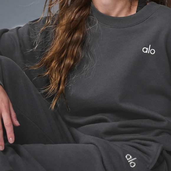 ALO NWOT Accolade Crew Neck Pullover In Anthracite Dark Grey Unisex XL 16-18 - Picture 6 of 6